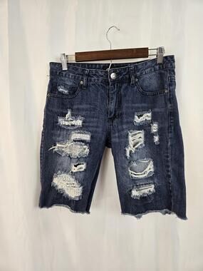 Carbon Shorts Mens 30 Blue Distressed Stretch Denim Bermuda Cutoff Casual